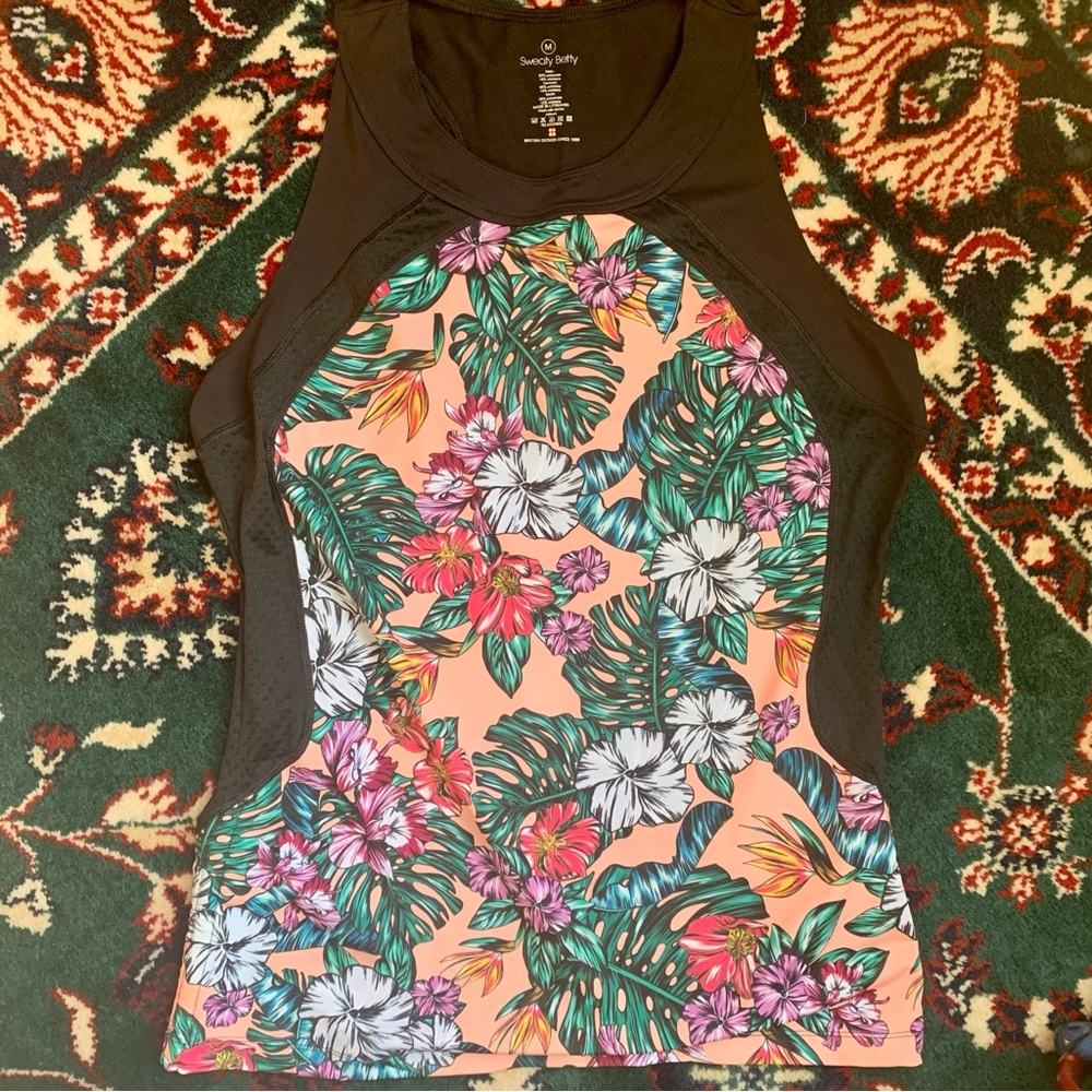 Sweaty Betty Black and Multicolor Floral Tank Top